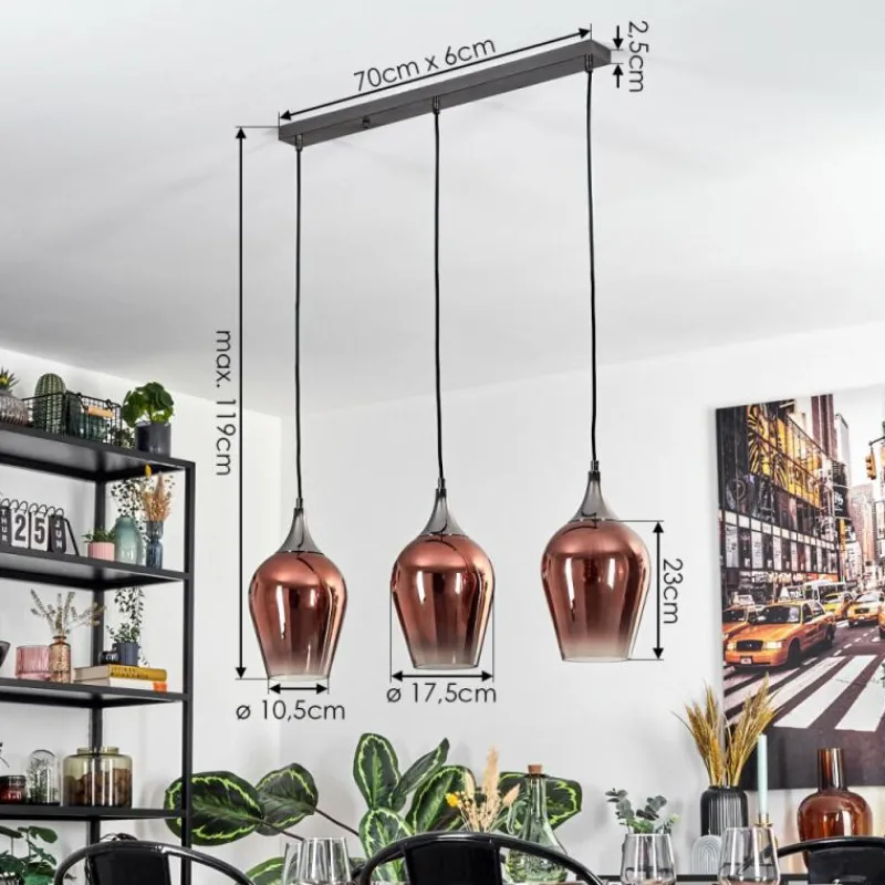 hofstein Lutarp Suspension, Suspension Chrome, Noir, 3 lumières