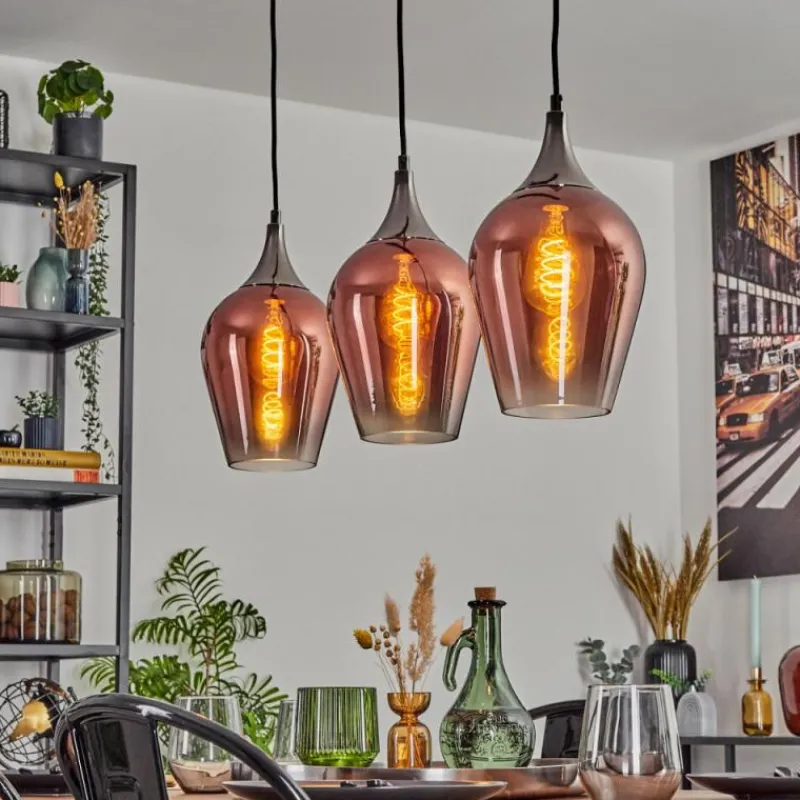 hofstein Lutarp Suspension, Suspension Chrome, Noir, 3 lumières