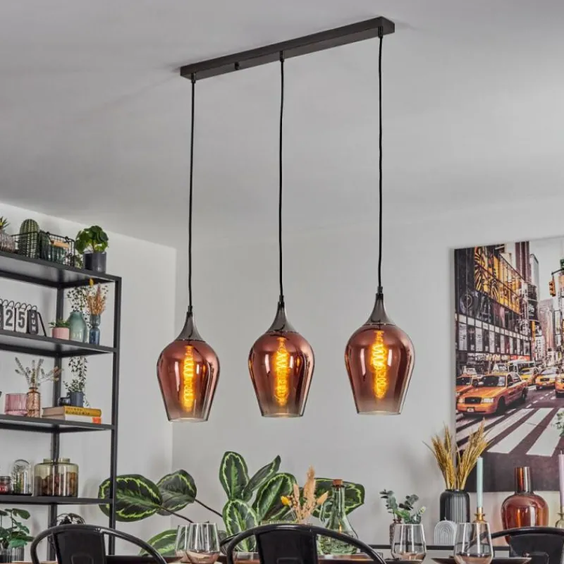 hofstein Lutarp Suspension, Suspension Chrome, Noir, 3 lumières