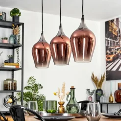 hofstein Lutarp Suspension, Suspension Chrome, Noir, 3 lumières