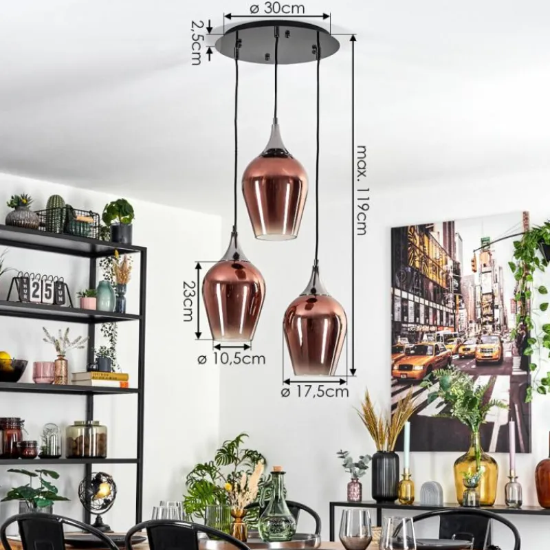 hofstein Lutarp Suspension, Suspension Chrome, Noir, 3 lumières