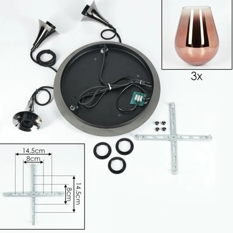 hofstein Lutarp Suspension, Suspension Chrome, Noir, 3 lumières