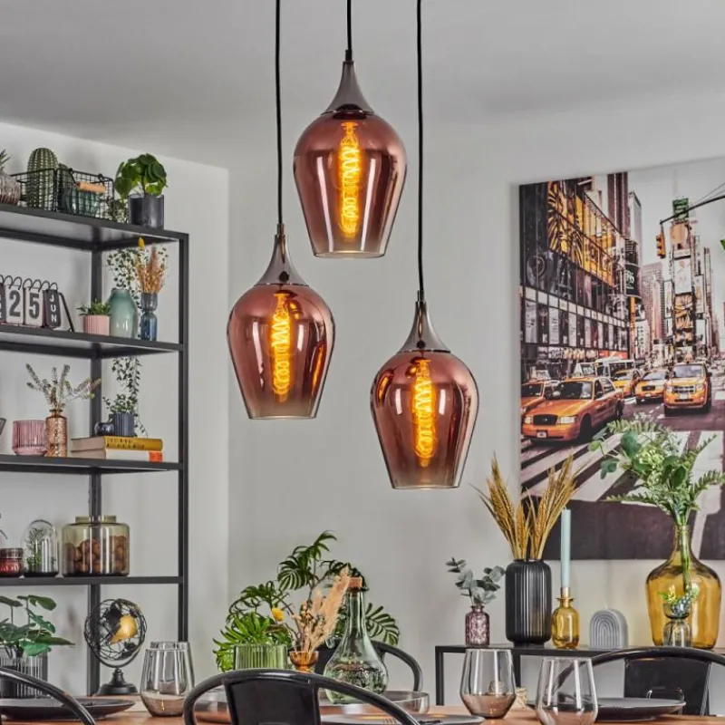 hofstein Lutarp Suspension, Suspension Chrome, Noir, 3 lumières