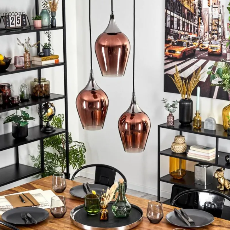 hofstein Lutarp Suspension, Suspension Chrome, Noir, 3 lumières