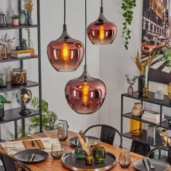 hofstein Lutarp Suspension, Suspension Chrome, Noir, 3 lumières