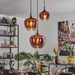 hofstein Lutarp Suspension, Suspension Chrome, Noir, 3 lumières