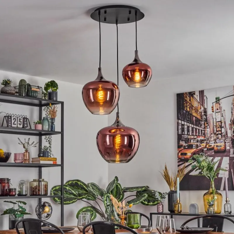 hofstein Lutarp Suspension, Suspension Chrome, Noir, 3 lumières