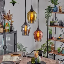 Lampes Dorées-hofstein Lutarp Suspension, Suspension, Suspension grappe Or, Clair, Cuivré, Fumé, 3 lumières