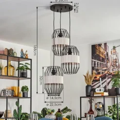 Lampes En Tissu-hofstein Macken Suspension, Suspension Noir, 3 lumières