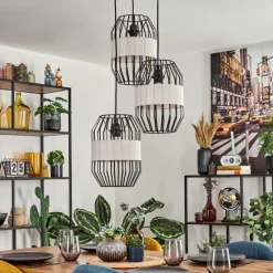 Lampes En Tissu-hofstein Macken Suspension, Suspension Noir, 3 lumières