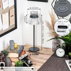 hofstein Macos Lampe de bureau, Lampe à poser, Liseuse LED Anthracite, 1 lumière