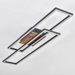 hofstein Macos Plafonnier, Spot de plafond LED Brun, Couleur bois, Noir, 1 lumière