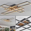 hofstein Macos Plafonnier, Spot de plafond LED Brun, Couleur bois, Noir, 1 lumière