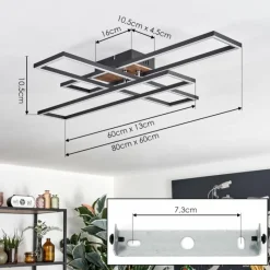 hofstein Macos Plafonnier, Spot de plafond LED Brun, Couleur bois, Noir, 1 lumière