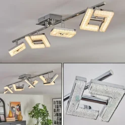 hofstein Madel Plafonnier, Spot de plafond Chrome, Nickel mat, 4 lumières* Spots Et Projecteurs