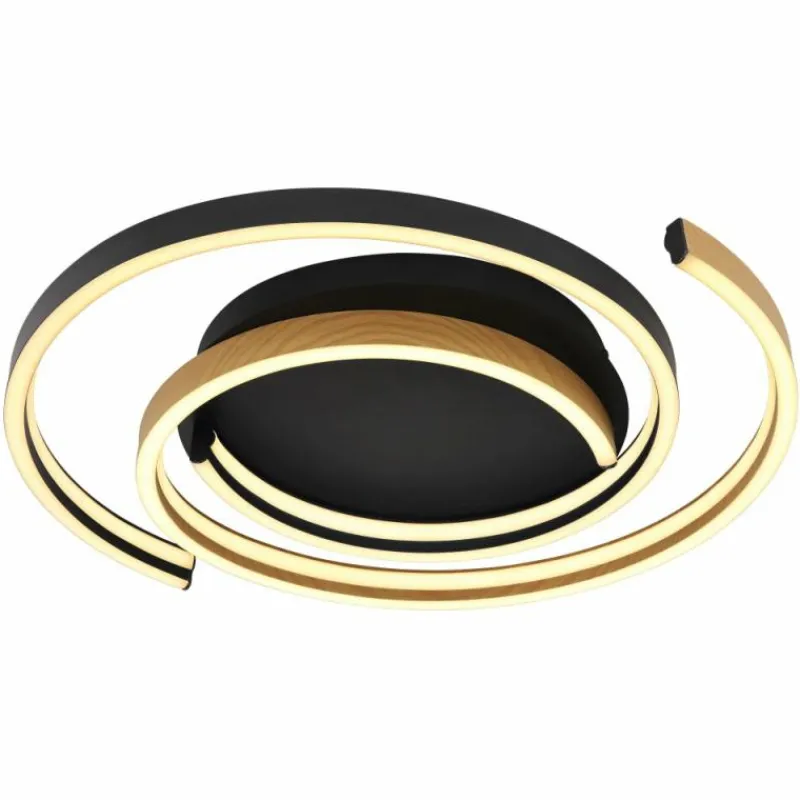 Lampes En Bois-Luminaires Globo Lighting Maika Plafonnier LED Noir, 1 lumière