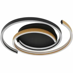 Lampes En Bois-Luminaires Globo Lighting Maika Plafonnier LED Noir, 1 lumière