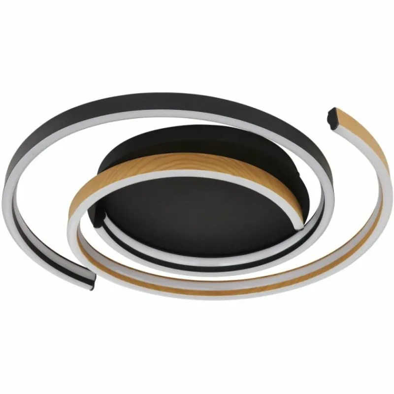 Lampes En Bois-Luminaires Globo Lighting Maika Plafonnier LED Noir, 1 lumière