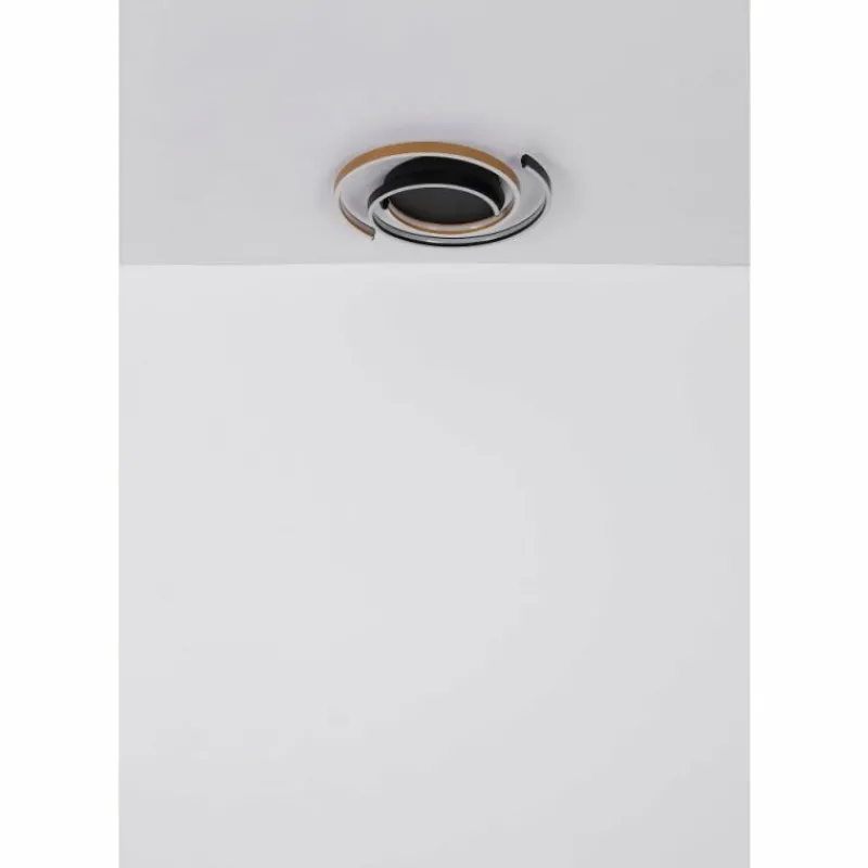 Lampes En Bois-Luminaires Globo Lighting Maika Plafonnier LED Noir, 1 lumière