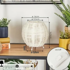 Style Boho-Chic-hofstein Malpica Lampe à poser Beige, 1 lumière