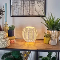 Style Boho-Chic-hofstein Malpica Lampe à poser Beige, 1 lumière