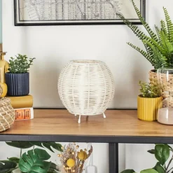 Style Boho-Chic-hofstein Malpica Lampe à poser Beige, 1 lumière