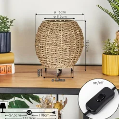 Style Boho-Chic-hofstein Malpica Lampe à poser Beige, 1 lumière