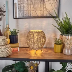 Style Boho-Chic-hofstein Malpica Lampe à poser Beige, 1 lumière