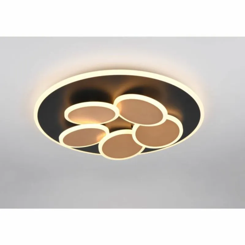 Lampes Dorées-Luminaires Trio Mandala Plafonnier LED Noir doré, 1 lumière, Télécommandes