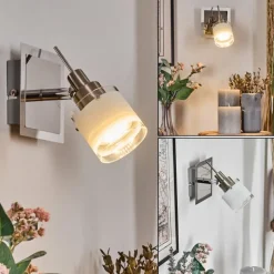 hofstein Maren Applique murale, Spot mural LED Chrome, Nickel mat, 1 lumière