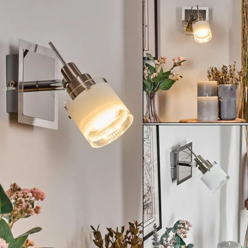 hofstein Maren Applique murale, Spot mural LED Chrome, Nickel mat, 1 lumière