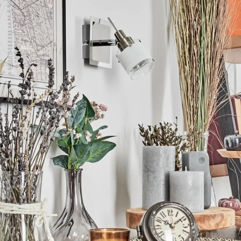 hofstein Maren Applique murale, Spot mural LED Chrome, Nickel mat, 1 lumière