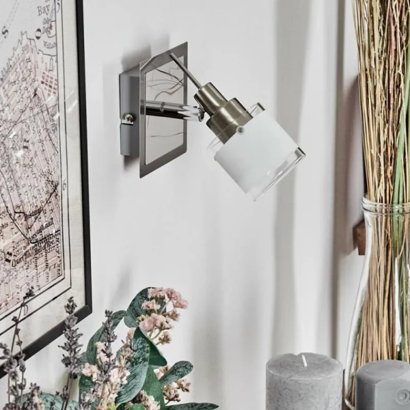 hofstein Maren Applique murale, Spot mural LED Chrome, Nickel mat, 1 lumière