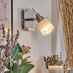 hofstein Maren Applique murale, Spot mural LED Chrome, Nickel mat, 1 lumière