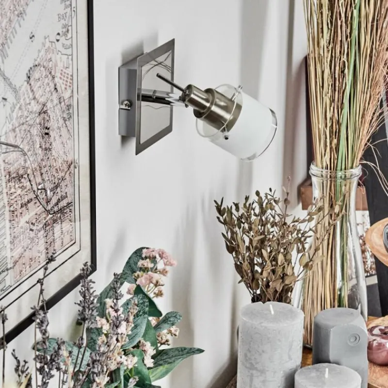 hofstein Maren Applique murale, Spot mural LED Chrome, Nickel mat, 1 lumière