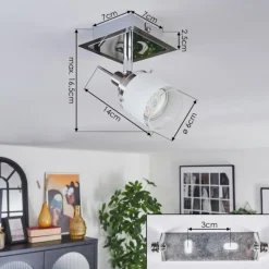 hofstein Maren Plafonnier, Spot de plafond LED Chrome, Nickel mat, 1 lumière