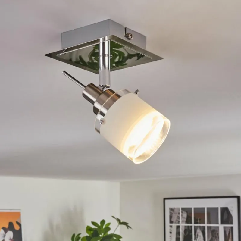 hofstein Maren Plafonnier, Spot de plafond LED Chrome, Nickel mat, 1 lumière