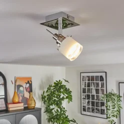 hofstein Maren Plafonnier, Spot de plafond LED Chrome, Nickel mat, 1 lumière