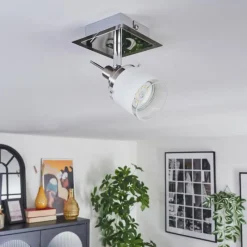 hofstein Maren Plafonnier, Spot de plafond LED Chrome, Nickel mat, 1 lumière
