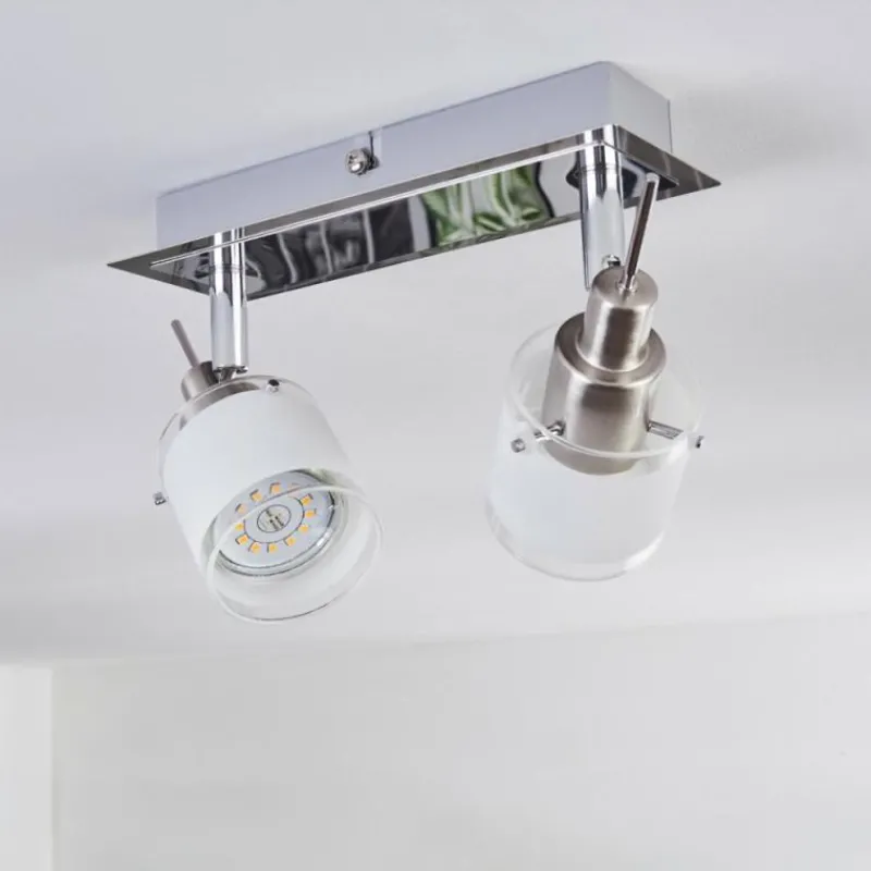 hofstein Maren Plafonnier, Spot de plafond LED Chrome, Nickel mat, 2 lumières