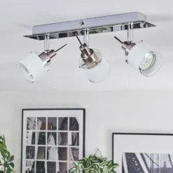 hofstein Maren Plafonnier, Spot de plafond LED Chrome, Nickel mat, 3 lumières