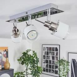 hofstein Maren Plafonnier, Spot de plafond LED Chrome, Nickel mat, 3 lumières