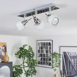 hofstein Maren Plafonnier, Spot de plafond LED Chrome, Nickel mat, 3 lumières