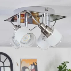 hofstein Maren Plafonnier, Spot de plafond LED Chrome, Nickel mat, 4 lumières