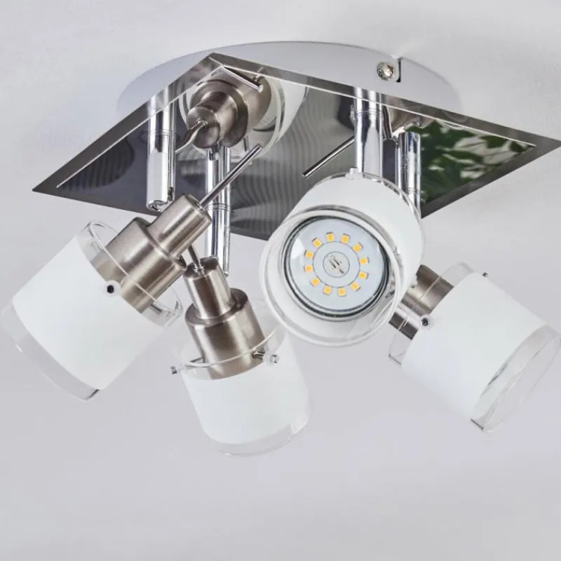 hofstein Maren Plafonnier, Spot de plafond LED Chrome, Nickel mat, 4 lumières