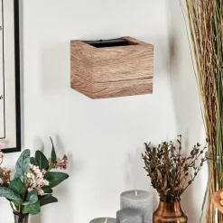 hofstein Marmorera Applique murale, Spot mural Couleur bois, Noir, 1 lumière