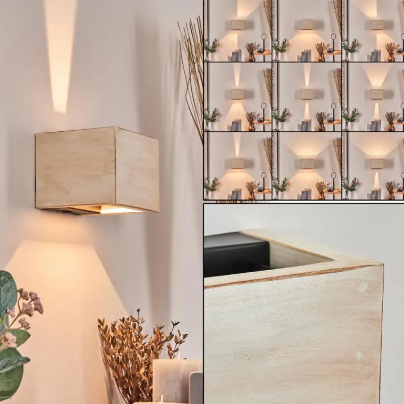 Lampes En Bois-hofstein Marmorera Applique murale, Spot mural Écru, Noir, 1 lumière