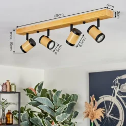 Luminaires Scandinaves-hofstein Martim Plafonnier Écru, Noir, 4 lumières