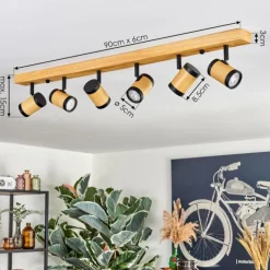 Luminaires Scandinaves-hofstein Martim Plafonnier Écru, Noir, 6 lumières