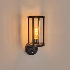 hofstein Martinha Lampe murale d´extérieur Noir, 1 lumière, Détecteur de mouvement